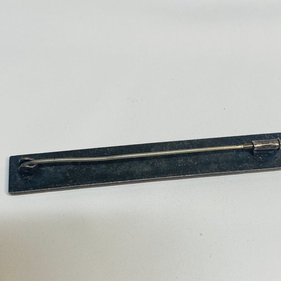 Art Deco Geometric Pin Rhinestone Bar Brooch Rectangle Pierre Bex - Picture 3 of 5